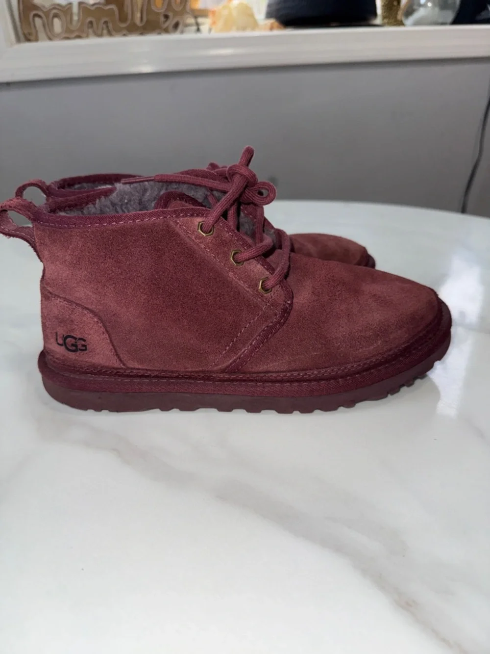 UGG Wine Suede Sheepskin-Lined Lace-Up Chukka Boots